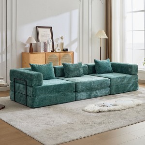 Sapphtopaz Convertible Floor Sofa Couches for Living Room with Fixed-Shape Frame Sectional Cloud Sofa with Chenille Fabric for Apartment - 1 of 4