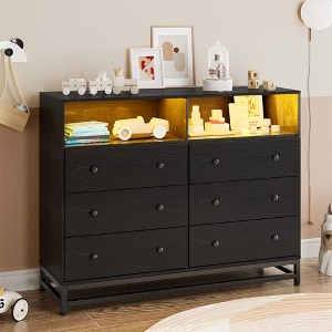 6 Drawer Double Dresser with Power Outlet and LED Light - 1 of 4