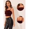 INSPIRE CHIC Women's Club Party Velvet Spaghetti Strap Crop Sequined Cami Top - 2 of 4