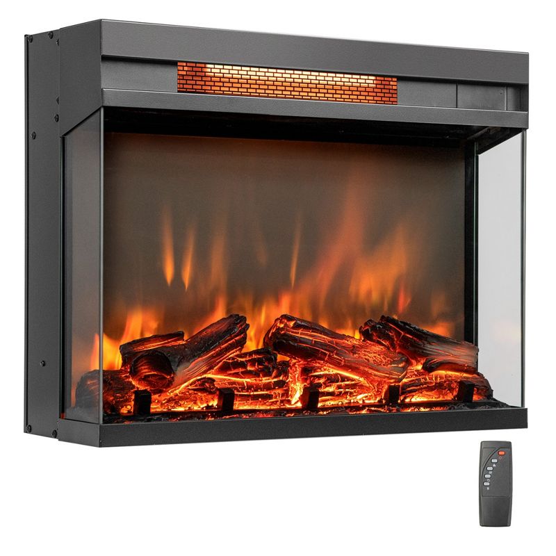 Costway 23'' 3-Sided Electric Fireplace Insert Heater 1500W with Thermostat & Remote Control, 1 of 11