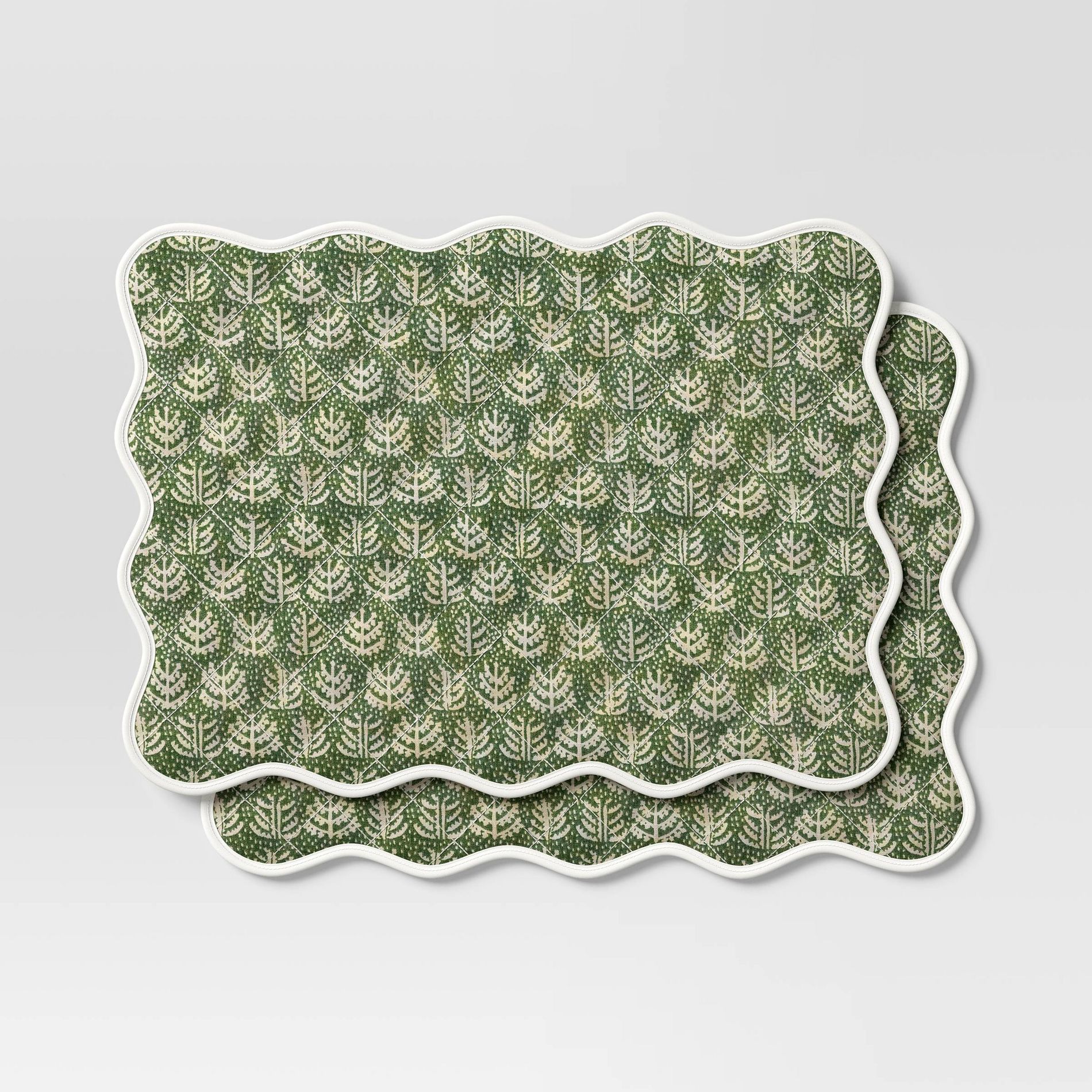 2pk Reversible Placemat Scallop Green - Threshold™