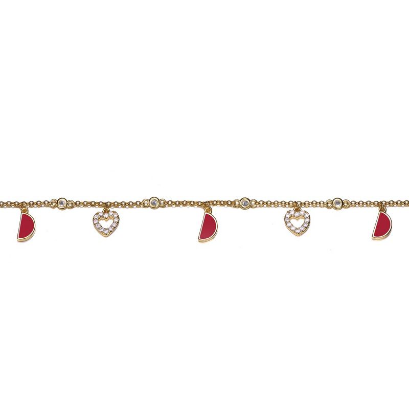 Guili Red Moon and CZ Heart Charm Bracelet for Kids and Teens, 2 of 3