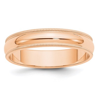 Black Bow Jewelry 5mm 10K Rose, White, or Yellow Gold Half Round Milgrain Standard Band