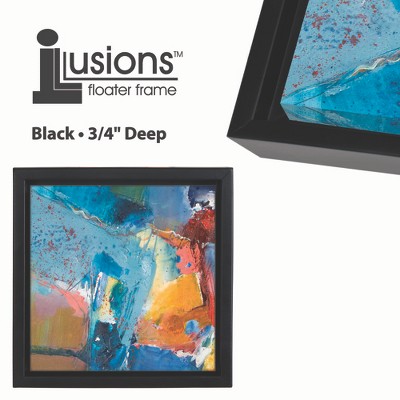 Black Painted Wood Floating Wall Frame Set, 9x12"