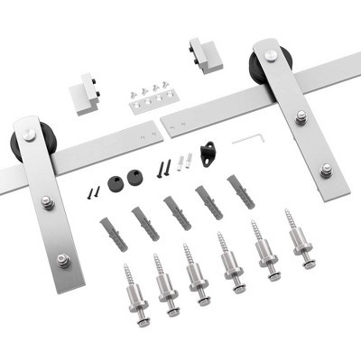 SMARTSTANDARD Brushed Nickel Interior Sliding Barn Door Hardware Kit, Heavy Duty Track with I-Shape Hangers (Door Not Included)