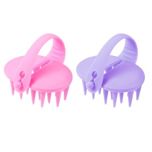 Unique Bargains Portable Plastic Shampoo Massage Hair Brush with Handle 2 Pcs - 1 of 4