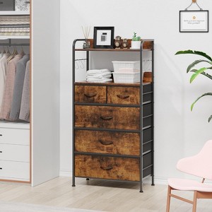 5-Drawer Dresser with Fabric Bins - Sturdy Steel Frame Storage Organizer for Bedroom - 1 of 4