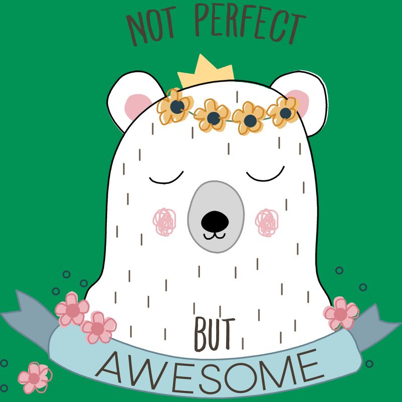 Junior's Design By Humans I'm Awesome Flower Crown Polar Bear By T-Shirt, 2 of 3