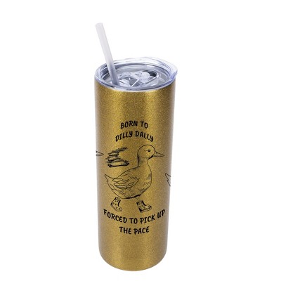 Elanze Designs Born To Dilly Dally Pick Up The Pace 20 Ounce Double-Walled Stainless Steel Insulated Slim Travel Tumbler with Lid and Straw, Vegas