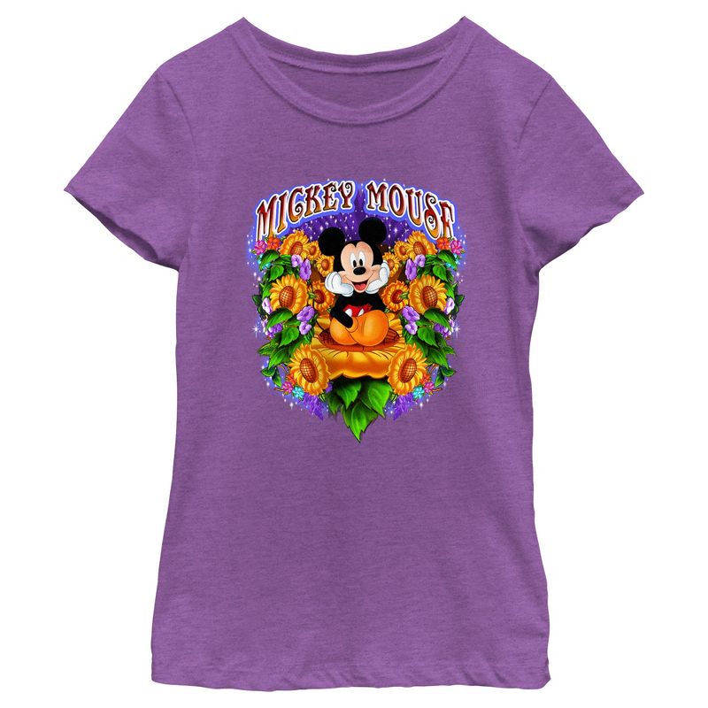 Girl's Mickey & Friends Colorful Sunflower Field T-Shirt, 1 of 5