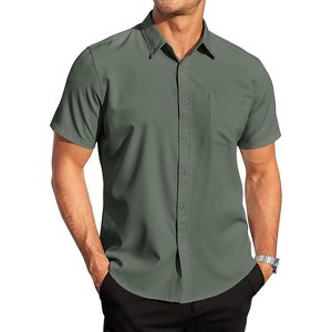 COOFANDY Mens Casual Dress Shirt Short Sleeve Wrinkle Free Dress Shirt Business Casual Shirts - 1 of 4