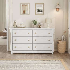 6-Drawer Dresser - Tall Boho Dresser with Curved Legs, Freestanding Storage for Living Room, Bedroom, Entryway, or Balcony - 1 of 4