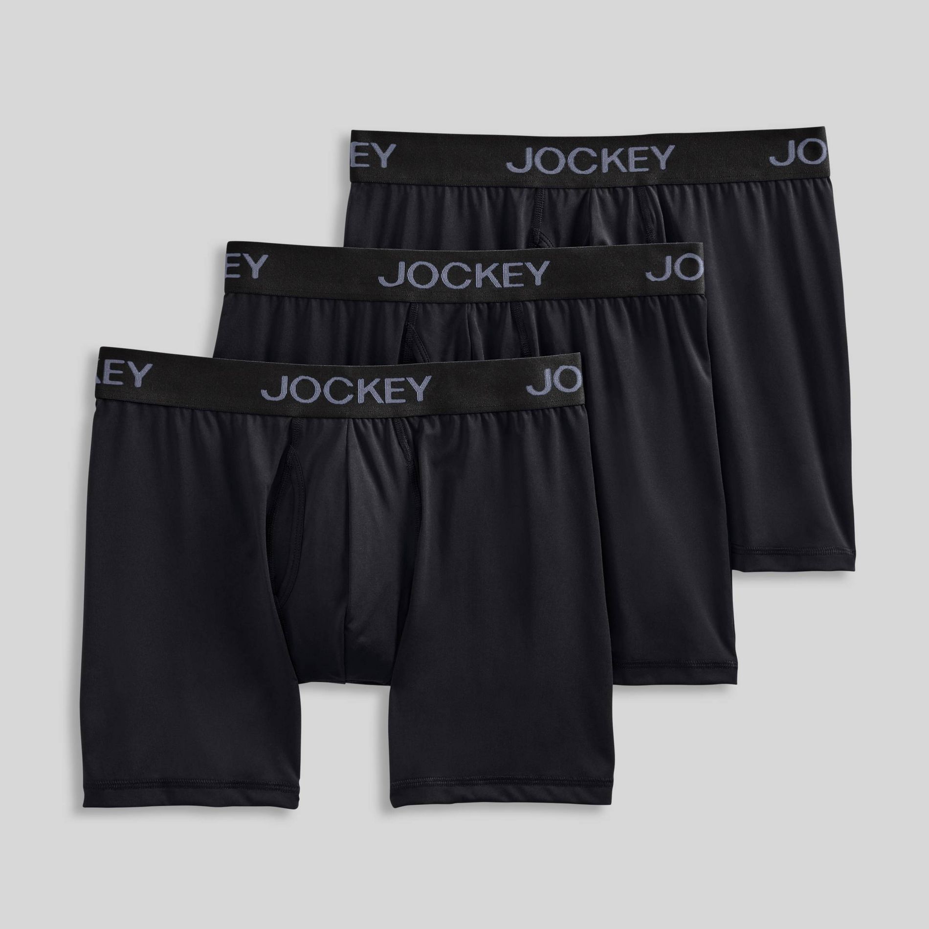 Jockey Generation™ Men's Microfiber Stretch 3pk Boxer Briefs - Black L: Moisture Wicking, Quick Drying, Tagless