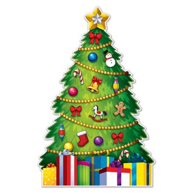 Beistle Christmas Tree Stand-Up, 5' 9" x 3' 8.75", (1/Box) Multicolored