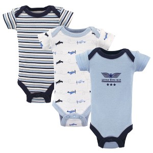 Luvable Friends Baby Boy Cotton Preemie Bodysuits 3pk, Airplane, Preemie - 1 of 1