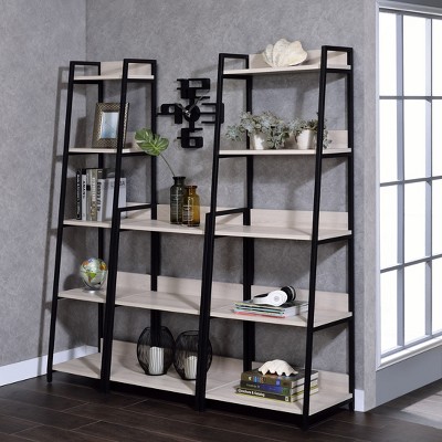 VYNXARIA Natural and Black Ladder Bookshelf