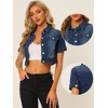 INSPIRE CHIC Women's Casual Short Sleeves Crop Denim Jacket - 2 of 4