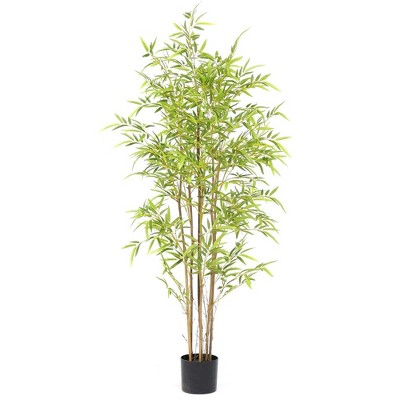 Bamboo Tree Artificial , Artificial Bamboo Tree With Real Trunk and Lifelike Leaves, Faux Bamboo Plants for Home Decor Indoor, 1 Pack