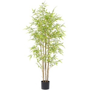 Bamboo Tree Artificial , Artificial Bamboo Tree With Real Trunk and Lifelike Leaves, Faux Bamboo Plants for Home Decor Indoor, 1 Pack - 1 of 4