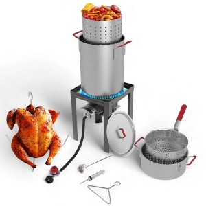 GasOne 30QT Turkey Fryer and 10QT Fish Fryer Set, Seafood Boil Steamer, Crawfish Boiler, Outdoor Cooker for Crab, Shrimp, Lobster - 1 of 4
