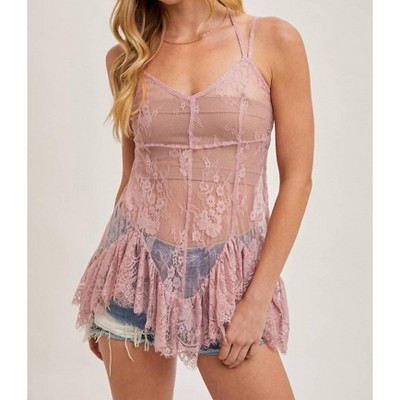 Women's Sheer Lace Cami Tunic - BluIvy