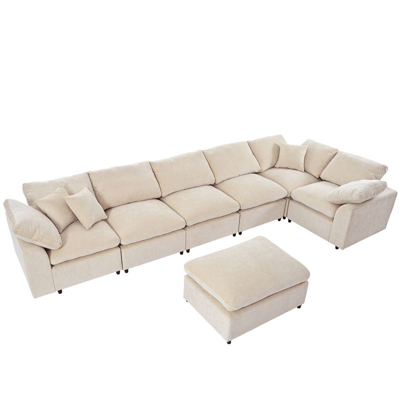129.3" Oversized Modular L Shaped Sectional Sofa with Ottoman for Living Room and Spacious Space - ModernLuxe, 5 of 14