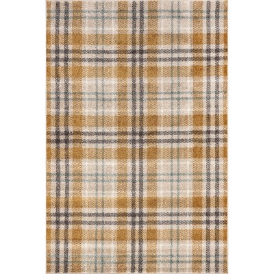 Nuloom Fiorella Plaid 5x8 Indoor Area Rug for Living Room Bedroom Dining Room Kitchen, Orange And Grey/Grey
