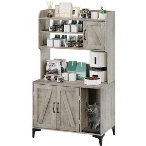 Cat Litter Box Cabinet, Hidden Litter Box Enclosure with Four-Layer Storage Rack - 1 of 4