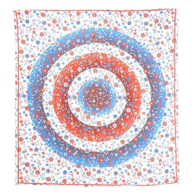 HomeRoots 88" X 84" White Blue And Red Floral Cotton Hanging Tapestry