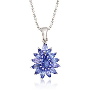Ross-Simons 2.20 ct. t.w. Tanzanite Cluster Pendant Necklace in Sterling Silver - 1 of 4