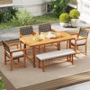 MOEPISY Set of 2 Outdoor Wooden Dining Chair with Armrests and Curved Back - 4 of 4