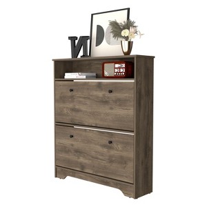 NicBex Shoe Cabinet with 2 Flip Drawers and Open Storage Shelf Modern Freestanding Shoe Organizer with Wooden Top for Entryway,Hallway - 1 of 4