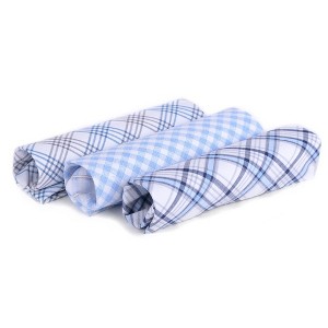 TheDapperTie Men's White, Brown And Blue Plaid 100% Cotton 3 PCS Handkerchiefs - 1 of 4