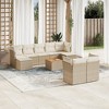 vidaXL Patio Sofa Set with Cushions Outdoor Furniture 10 Piece Poly Rattan - Beige and Cream - 2 of 4