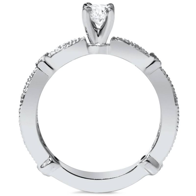 Pompeii3 5/8ct Vintage Round Cut Diamond Engagement Ring 14K White Gold, 2 of 4