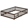 NicBex Full Size Floor Bed with Fence and Door,Rubber Wood Floor Bed with Safety Guardrails,Montessori Floor Bed for Kids,Girls,Boys - 2 of 4