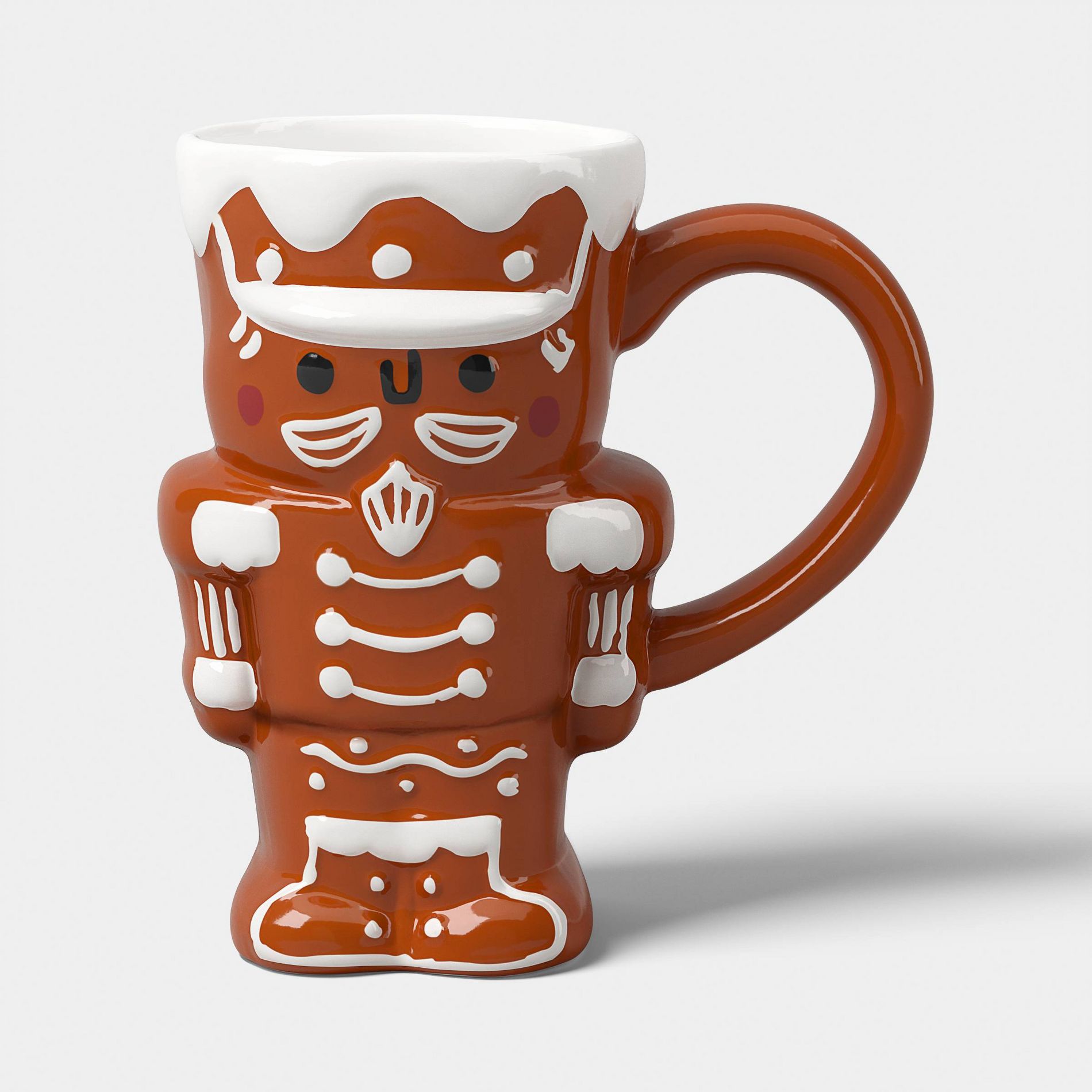 14.5 fl oz Stoneware Christmas Gingerbread Nutcracker Man Mug - Wondershop™