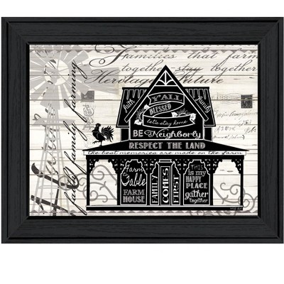 HomeRoots Y'ALL BLESSED FARMHOUSE Black Framed Print Wall Art