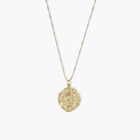 Sanctuaire Statement Lion Head Pendant Necklace Gold : Target