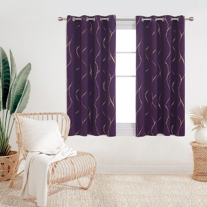 Deconovo Gold Line 52 Width Curtain Panel Pair (2 Panel) - 1 of 4