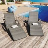 Outdoor Recliner Set of 2,Rattan Recliners With Pull-Out Side Table And Adjustable Backrest,Outdoor Chaise Lounge For Poolside-Cuddlewood - 3 of 4