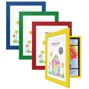 Americanflat Front Loading Kids Art Frame in Primary Colors - 8.5x11 Frame with Mat and 10x12.5 Without Mat  Frames for Kids Artwork Holds 100 Pcs - 1 of 4