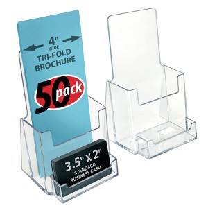 Azar Displays Trifold Brochure Holder w/ Business Card Pocket. Inside Dimension: 4.125"W - 1 of 4
