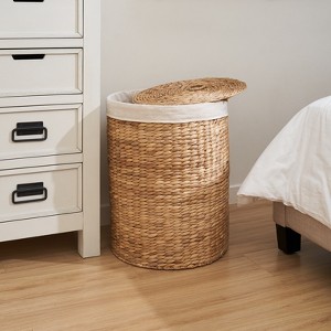 FONTOI Woven Wicker Multi-Use Storage Basket with Removable Liner, Laundry Basket, Laundry Baskets for Towel, Toys, Natural & Brown, 15"*20"*15" - 1 of 4