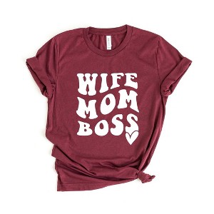 Simply Sage Market Women's Wife Mom Boss Wavy Heart Short Sleeve Graphic Tee - 1 of 3