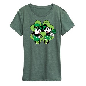 Women's - Disney - Mickey Minnie Shamrock Short Sleeve Graphic T-Shirt - 1 of 4