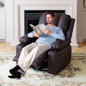 22" Rocker Swivel Recliner Chair with Side Pocket and Cup Holder, Comfortable Lazy Recliner for Living Room, Bedroom, Nursery - 1 of 4