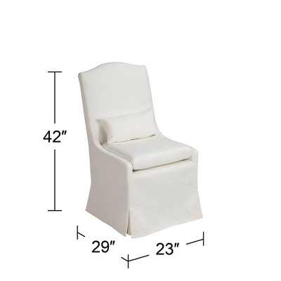 Beige Upholstered Slipcover Dining Chair with Lumbar Pillow