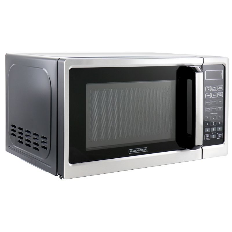 Black + Decker 0.9 Cu Ft 900W Digital Microwave Oven With Turntable in Stainless Steel, 1 of 7