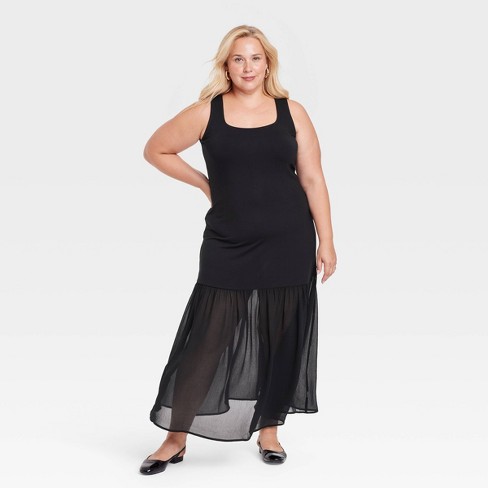 Women’s Drop Tier Maxi Dress - A New Day™ Black 1x : Target